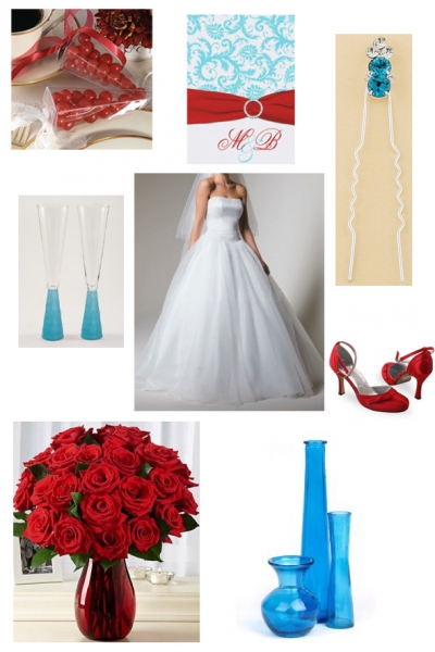 Aqua and Red Wedding Inspiration Board