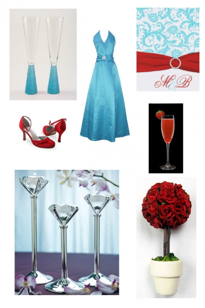 Aqua and Red Wedding Inspiration Board