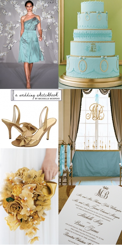 Aqua & Gold Wedding inspiration Board