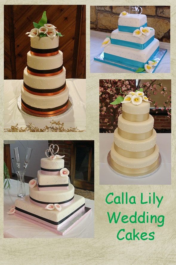 calla lily wedding cake montage