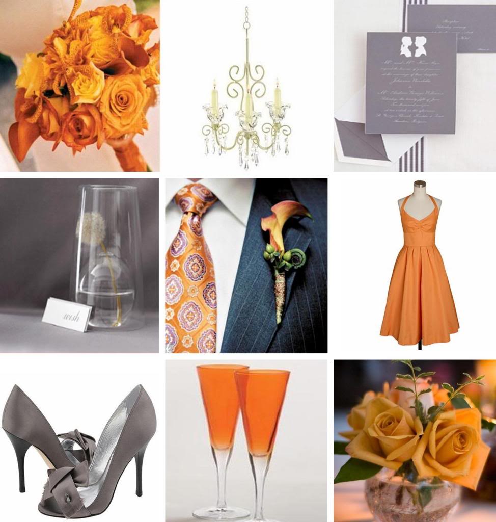 Grey & Orange Wedding Inspiration Board