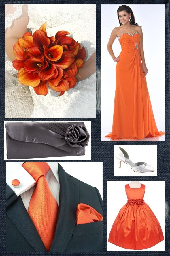 Orange & Grey Wedding Inspiration Board