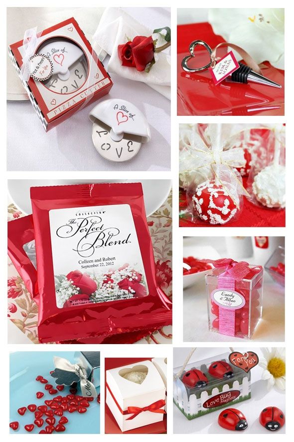 red and white wedding favors
