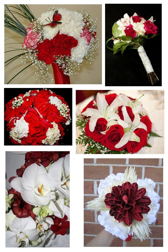 red and white wedding flowers