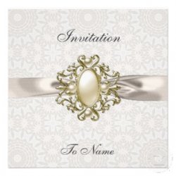 Pearl and Lace Wedding Invitation